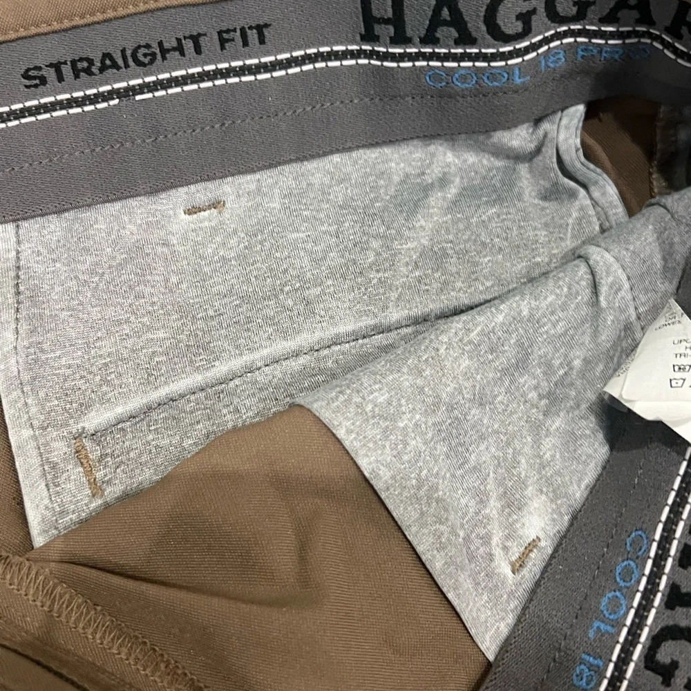 Haggar Brown Cool 18 Golf Straight Fit Pants 38x29